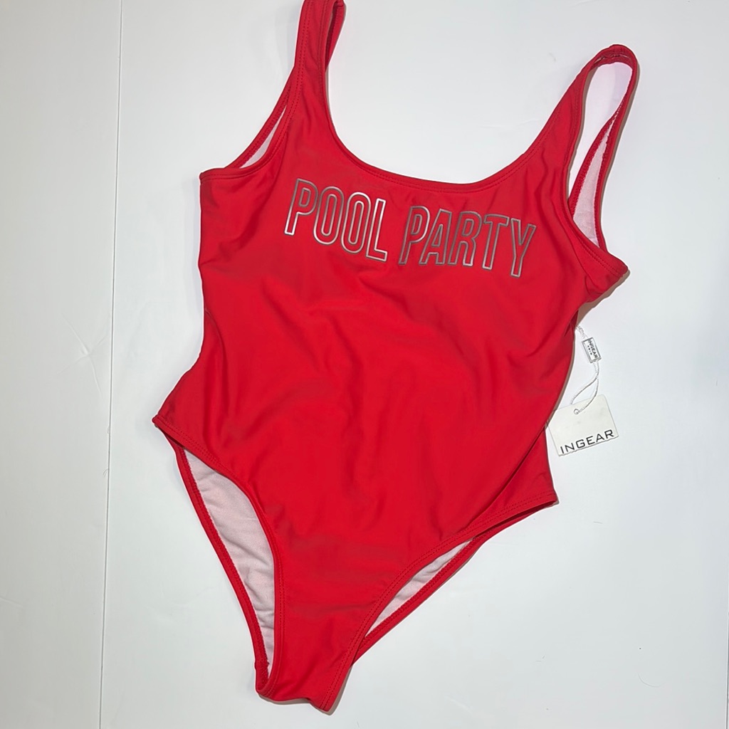 Nwt Pool Party One Pieceswimsuit Womenâs Small Red Low Back High Cut Cheeky S